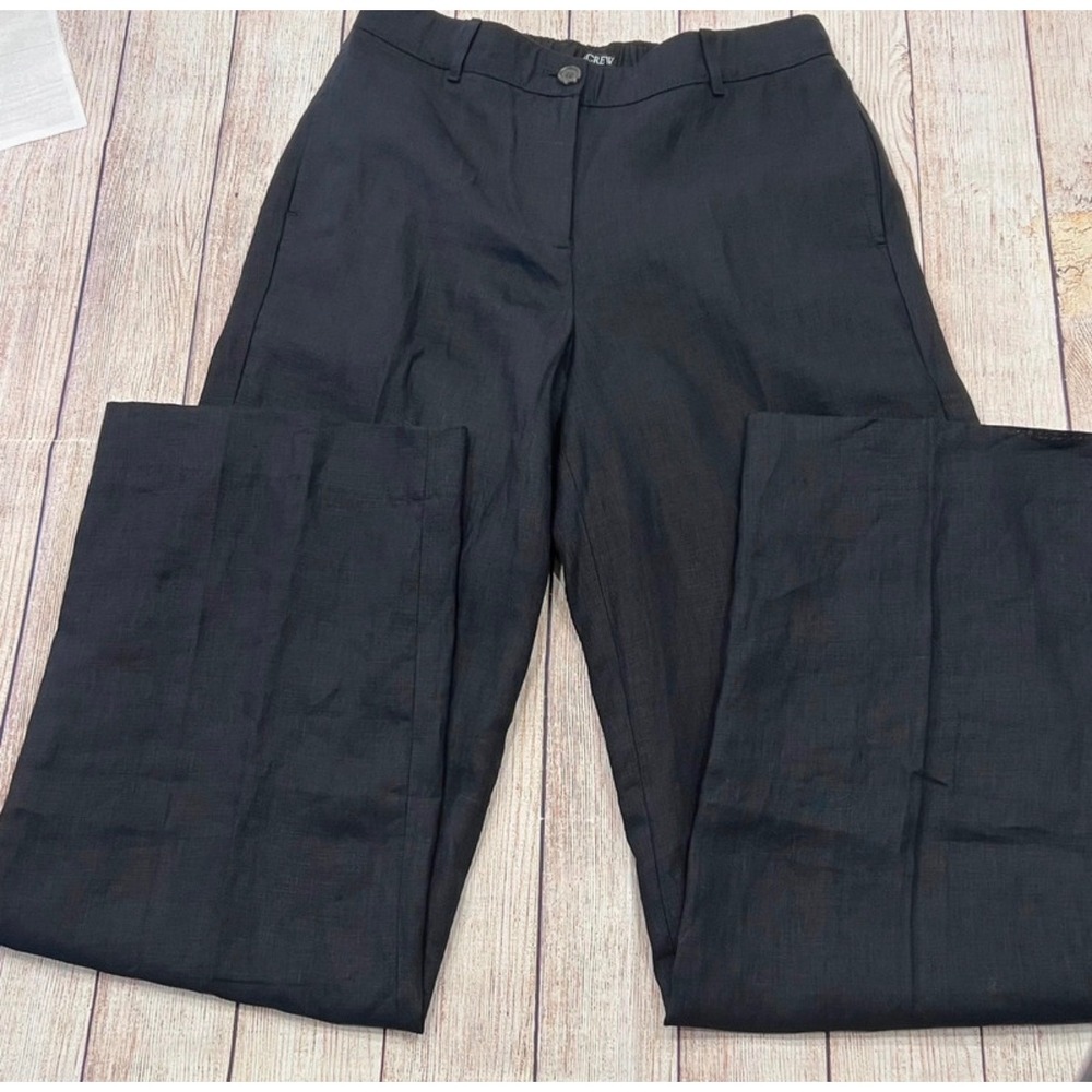 J. Crew Linen Wide Leg Pants Women Small TALL ST Black NWT CH855